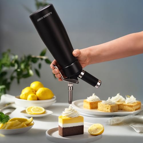 Aluminum Whipped Cream Dispenser 500mL with 5 Stainless Steel Nozzles - Black