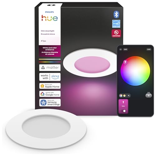 Philips Hue Recessed LED Downlight - Slim, Water-Resistant, Full Spectrum White