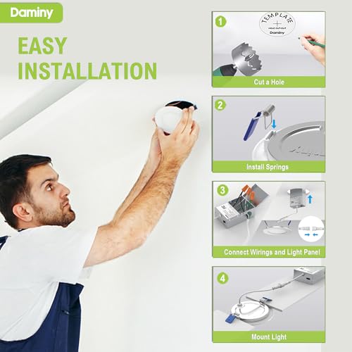 DAMINY 24-Pack 6 Inch White LED Recessed Downlights, Canless Wafer Lighting