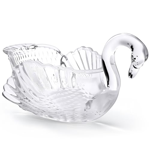 Patelai Crystal Swan Bowl Candy Dish 9.8 x 5 inch Clear Centerpiece