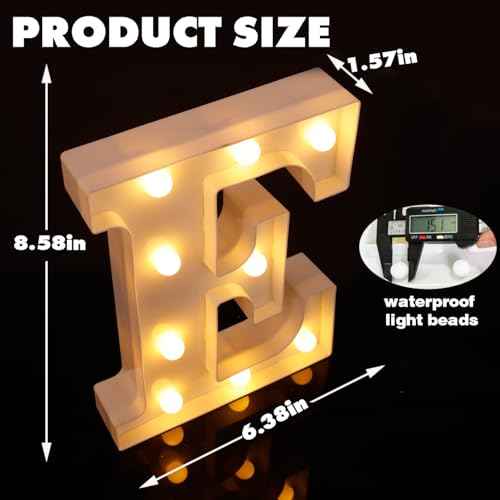 Small Led Marquee Letters, Light Up Letters, 8.58 Inch Led Letter Lights, Battery Powered Lighted Sign for Table, Party, Birthday, Christmas Decor (Letter E)