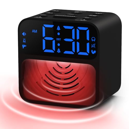 AuroraCalm Extra Loud Alarm Clock for Heavy Sleepers - Black, 115dB