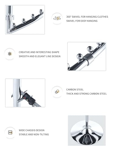 Freestanding 360° Rotating Clothing Rack - Matte Black, Height Adjustable, Heavy Duty Metal Spiral Garment Stand for Shops & Home