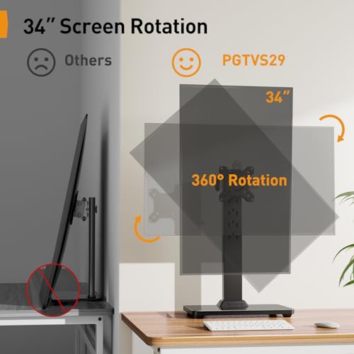 Single Monitor Stand for 13-34 Inch Screens up to 44 lbs - Adjustable & VESA Compatible - Space Saving Desk Mount - Version of THIS listing: 13-34 inch