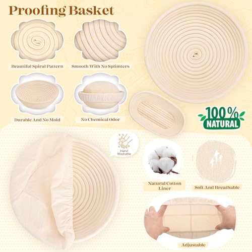 Sourdough Starter Kit with Proofing Baskets & Baking Tools - Complete Set