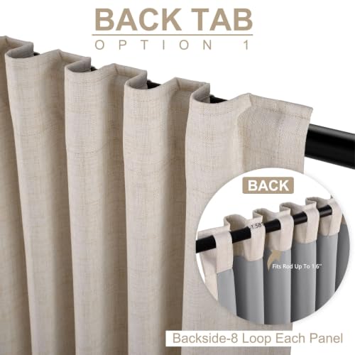 Alba Cream Linen Total Blackout Curtains 50W x 84L Inches - Pack of 2, Bedroom & Living Room