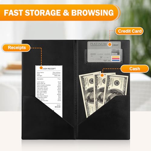 ZENOWICK 20 Pcs Restaurant Check Presenters, Durable Waterproof Server Books