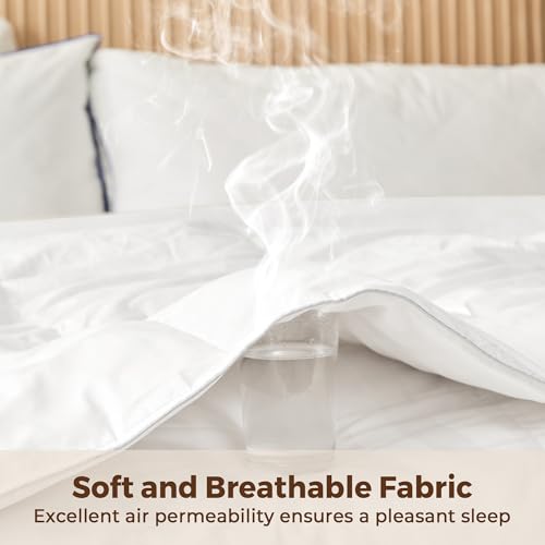 All Season White Stripe Goose Feather Down Comforter - Full/Queen 90x90"
