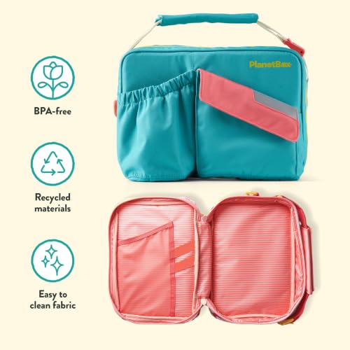 Kids Mermaid Bento Lunch Box Set with Insulated Bag & Food Containers - PlanetBox Rover, Mermaid Variation