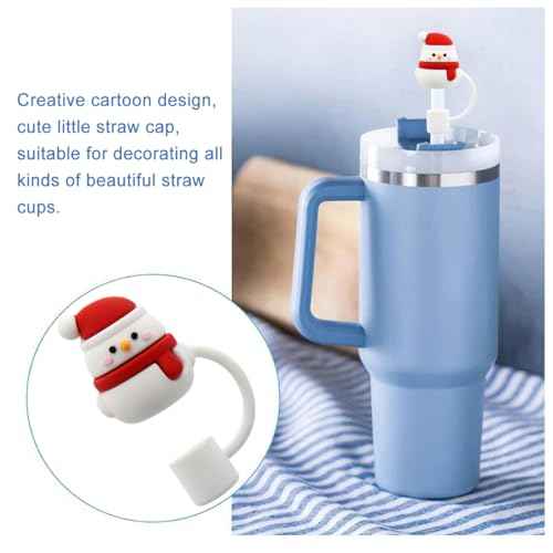 Straw Cover Cap for Stanley Cup,Straw Topper Compatible for 30&40 Oz Tumbler with Handle,10mm 0.4in Dust-Proof Reusable Straw Tips Lids,Straw Tip Covers for Christmas Gifts, MEITESTI-09012