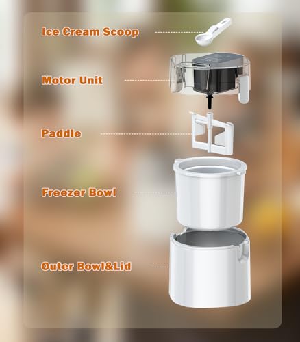 Ice Cream Maker Machine 1.52 Qt for Homemade Frozen Desserts - Sorbet, Yogurt, Gelato