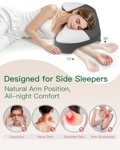 FEYIDEO Side Sleeper Pillow with Arm Hole for Shoulder Pain & Numbness Relief