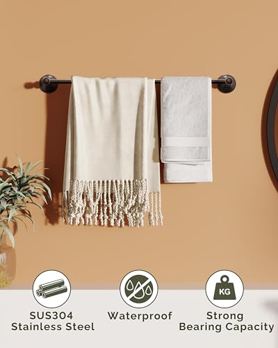 24-Inch Oil Rubbed Bronze Wall Mounted Towel Bar - Stainless Steel Bathroom Rack