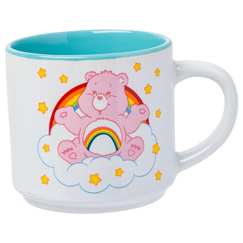 Care Bears Rainbow Heart Logo Ceramic Mug Stack Set - 4pcs, 10oz, Officially Licensed