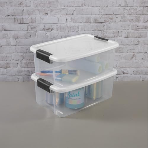 Sterilite Ultra Latch Storage Box 18 Quart - 12 Pack, Clear, Secure Lids