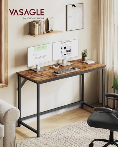 VASAGLE Rustic Brown & Ink Black 47.2-Inch Steel Frame Gaming & Computer Desk