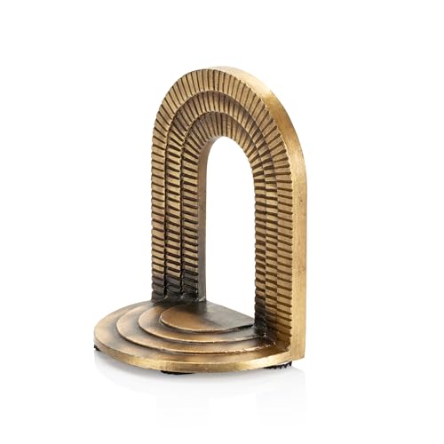 Cast Iron Brick Arch Bookends Set - Antique Brass Decor for Shelves