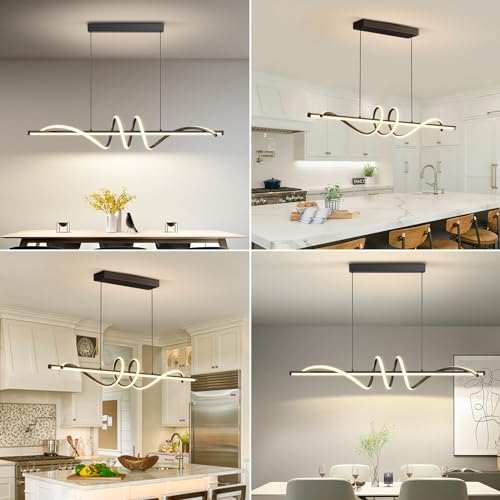 A-Black 39in Dimmable LED Pendant Light with Remote Control - Adjustable Color Temperature for Kitchen & Dining