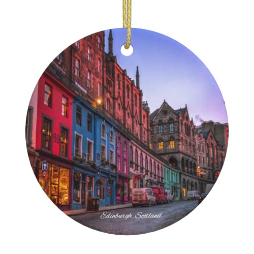 Devonart Edinburgh Scotland Ceramic Ornament - 3" Round Travel Souvenir, Christmas Gift