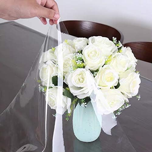 sancua Clear Plastic 100% Waterproof Tablecloth - 60 x 84 Inch - Vinyl PVC Rectangle Table Cloth Protector Oil Spill Proof Wipe Clean Table Cover for Dining Tables, Parties & Camping, Crystal Clear