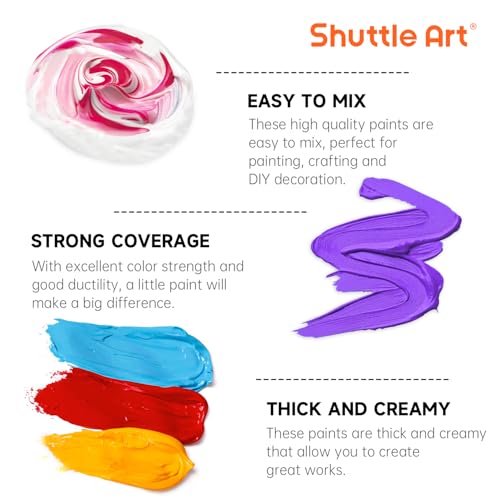 Acrylic Paint Set 12 Colors - 8.45oz Bulk Painting Supplies for Artists, Kids & Crafts - Variation of 12 Colors / 8.45 Fl Oz