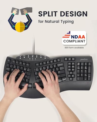 Ergonomic Split Keyboard with Wrist Rest - Wired USB - Black / Wired