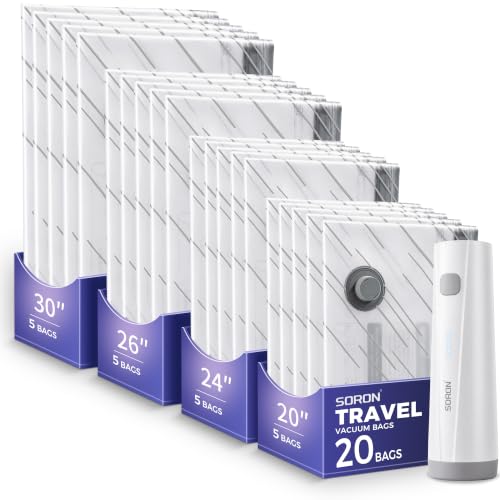 SORON Vacuum Seal Bags for Clothing Travel with Pump, Storage