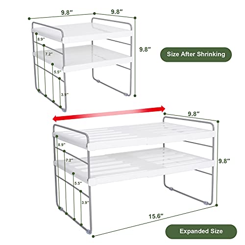 White 2 Pack Adjustable Kitchen Wrap Organizer Rack - Expandable & Sturdy Food Storage