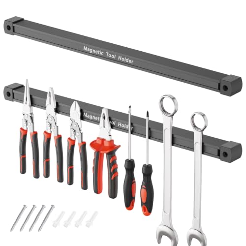 17 Inch Double Sided Magnetic Tool Holder Heavy Duty Wall Mount Bar with Strong Magnets - 2 Pack