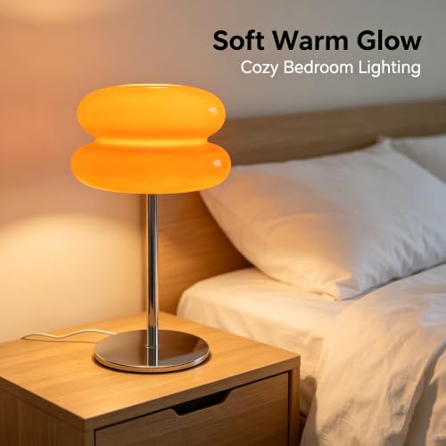 Xiaojuande Orange Glass Mushroom Lamp 01-Orange - Dimmable USB Table Light