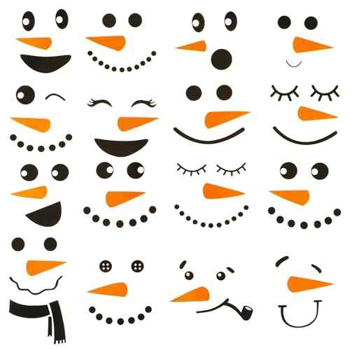 Snowman Faces Stickers Snowman Faces Decals Stickers for Crafts Christmas Glass Window Decals Cute Snow Wall Decor Christmas for Fridge Wall Door Face Art Party Supplies Home Decoration