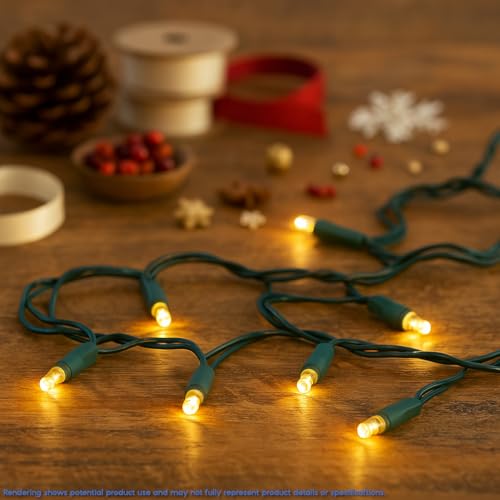 Novelty Lights 7 ft String Light Set with 20 LED Warm White on Green Wire - Connectable