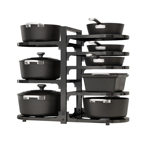 Black Reinforced Heavy Duty 8-Tier Under Cabinet Pot and Pan Organizer
