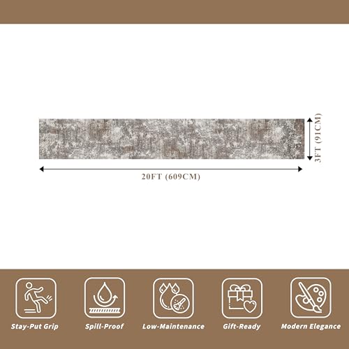 3x20 ft Extra Long Hallway Runner Rug Non-Slip Washable Modern Floor Mat Brown Beige