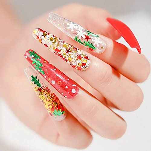 Christmas Nail Glitter Sequins, 24 Grids Holographic Snowflake Nail Art Flakes Xmas Tree Snowmen Santa Claus Stars Christmas Nail Design Winter Nail Sticker Decals Manicure DIY Christmas Decorations