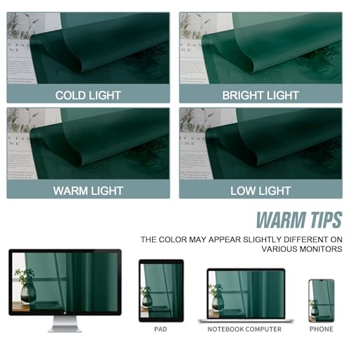 Green Sheer Curtains 63 Inch Length 2 Panels, Soft Voile for