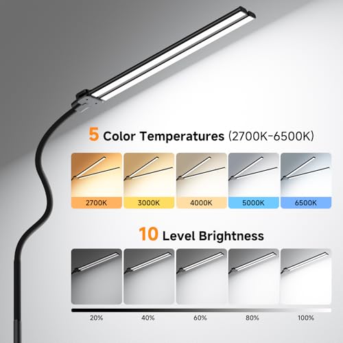 FOLKSMATE Black 20W LED Floor Lamp with Adjustable Neck & Bright Color Changing Light
