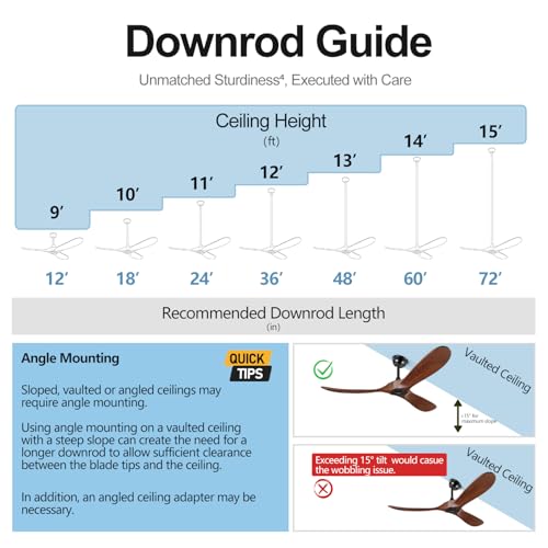 Black 72-Inch Ceiling Fan Downrod with Extended Wires - Compatible with Ceiling Fans - Variation: Black / 72 Inch