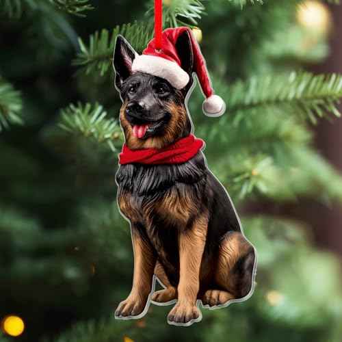 German Shepherd Christmas Ornaments - Black Tan German Shepherd Dog Ornaments for Christmas Tree Pet Decoration Gifts for Dog Mom Dad