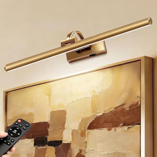 Brass Battery Operated Picture Light 23.6 Inch with Remote & Dimming