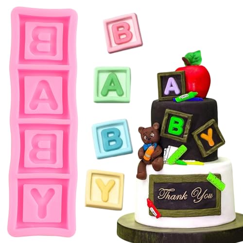 Baby Blocks Silicone Fondant Mold - Style F, Food-Grade, Non-Stick Cake Decor