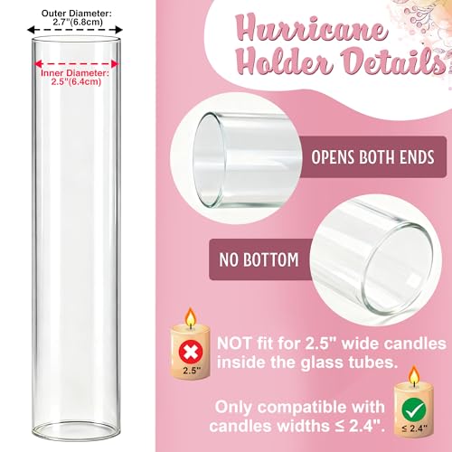 6 Pack Glass Hurricane Candle Holders 12" Open Ended Candlestick Tubes