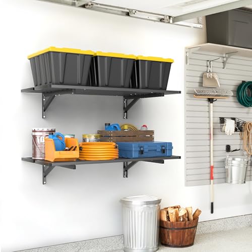 WALMANN 2-Pack Heavy Duty Wall Mount Shelves 2x3 ft Black Steel Storage