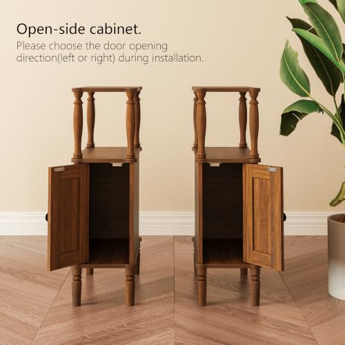 Narrow Nightstand - Slim End Side Table in Dark Walnut Brown - Veegle