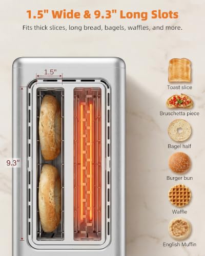 Keenstone 4-Slice Touch Screen Toaster with Wide Slots - Stainless Steel