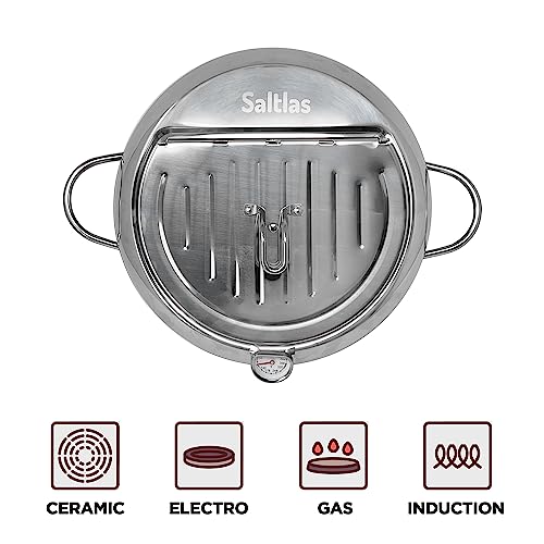 Saltlas 4.4 Qt Stainless Steel Deep Fryer Pot with Thermometer & Lid