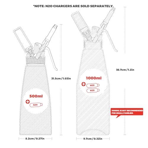OSJ COOK 500ml Aluminum Whipped Cream Dispenser with 8 Decorating Nozzles