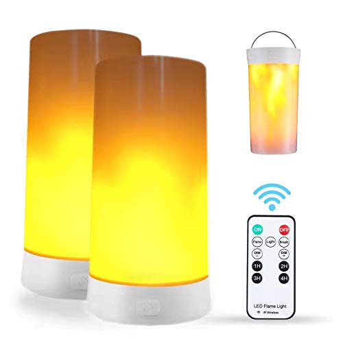 2PCS USB Rechargeable LED Flame Lights Waterproof Dimmable Flameless Candles for Home Party Garden Camping