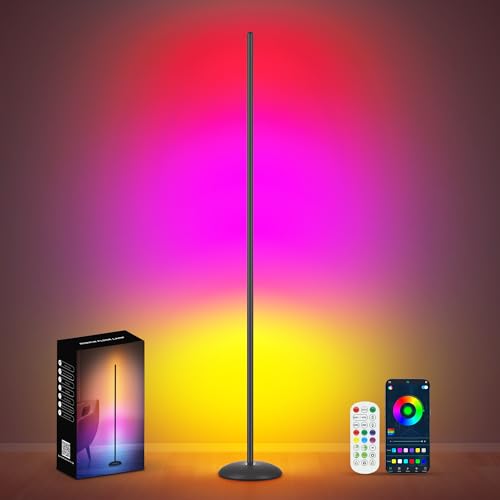 Vexinat Black Smart RGB LED Corner Floor Lamp - App & Remote Control