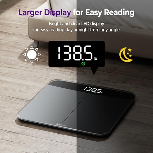 Ovutek Black Digital Bathroom Scale 450lb Capacity, Accurate to 0.05lb